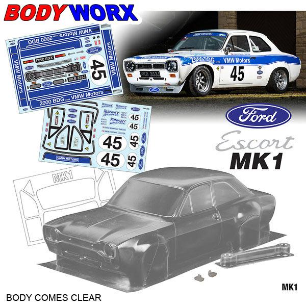 Bodyworx Ford Escort MK1 1/10 Clear Bodyshell (190mm) BWX-N108