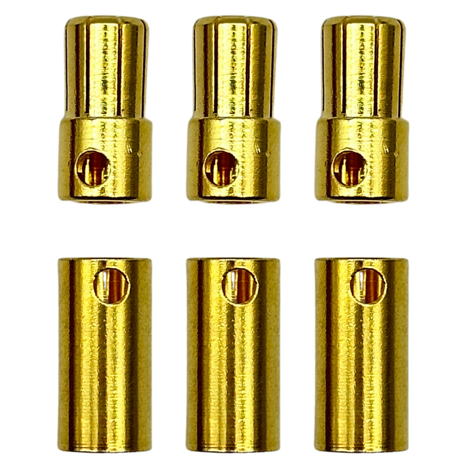 6.5mm Gold Bullets Banana Connectors 3 Pairs