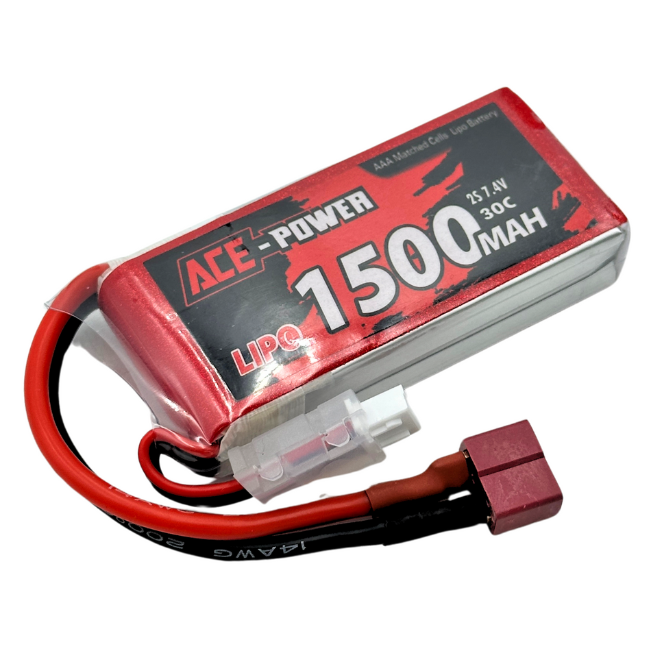 ACE Power 1500mAh 2s 7.4v 30C LiPo Battery w/ Deans Connector