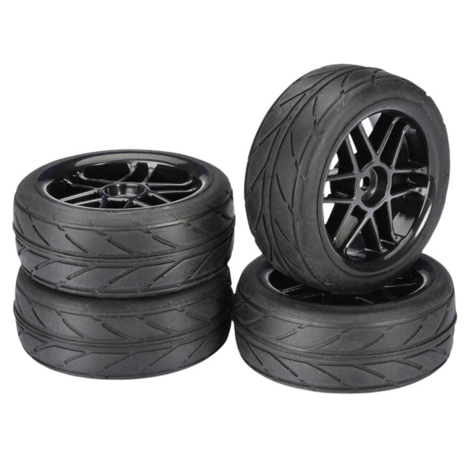 Absima 1/10 Black 6-Spoke On-Road Drift Wheels 4pcs 2510003