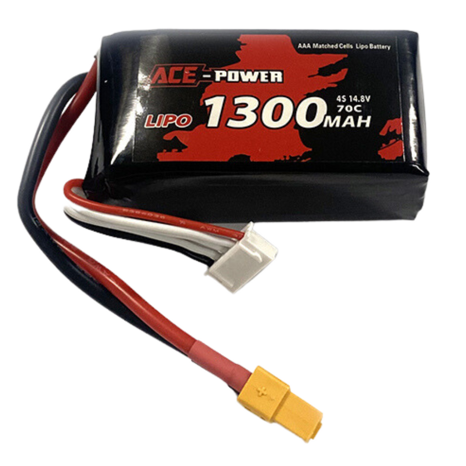 Ace Power 1300mAh 4S 14.8V 70C Lipo Battery w/XT60 Connector