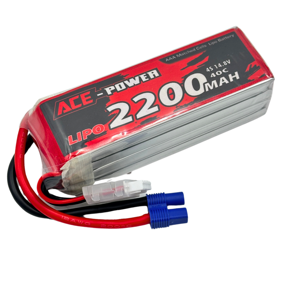 Ace Power 2200Mah 4S 40c LiPo Battery 14.8v SC Soft Case w/ EC3 Connector