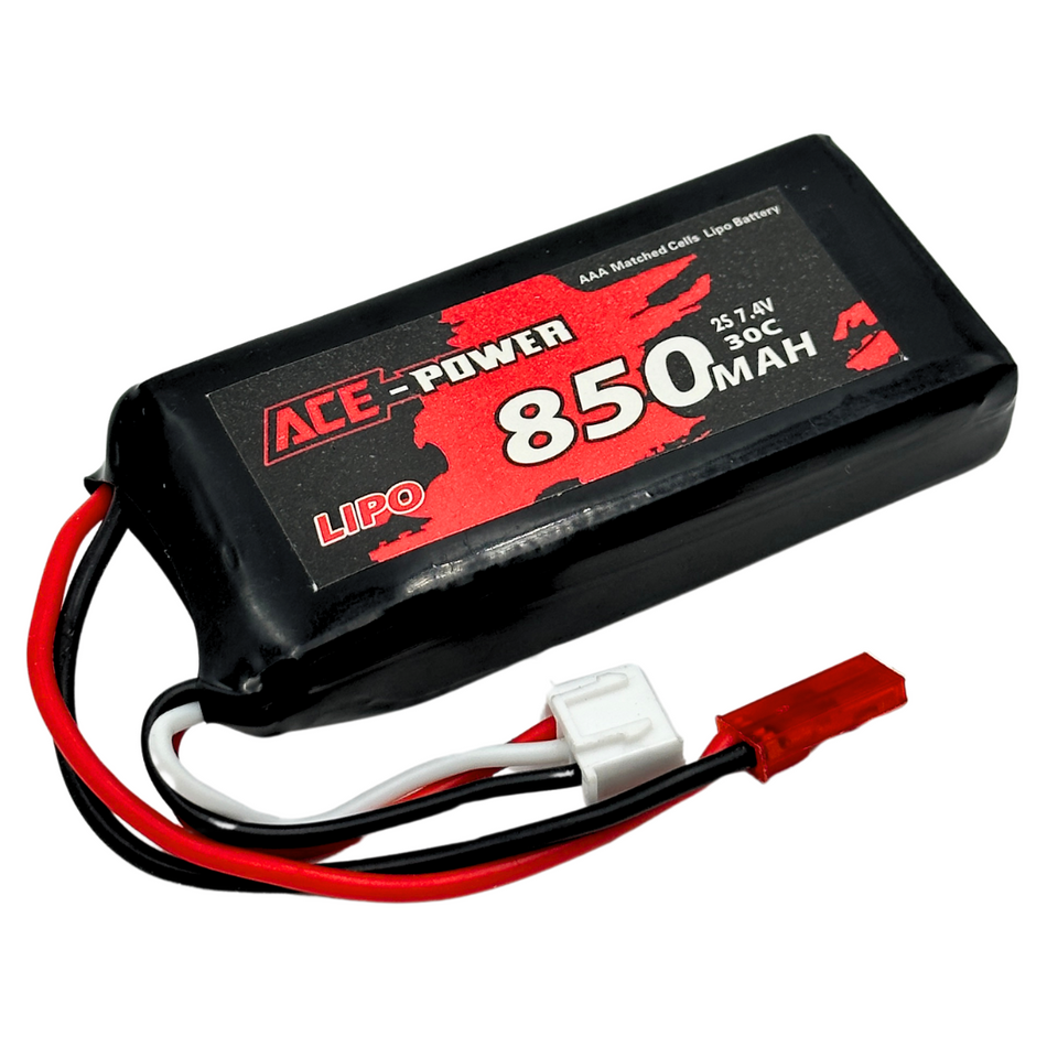 Ace Power 850mAh 2S 7.4v 30C Soft Case LiPo Battery w/JST Plug