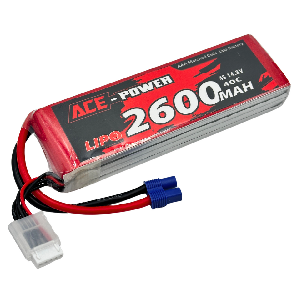 Ace Power 2600Mah 4S 40C LiPo Battery 14.8v SC Soft Case w/ EC3 Connector