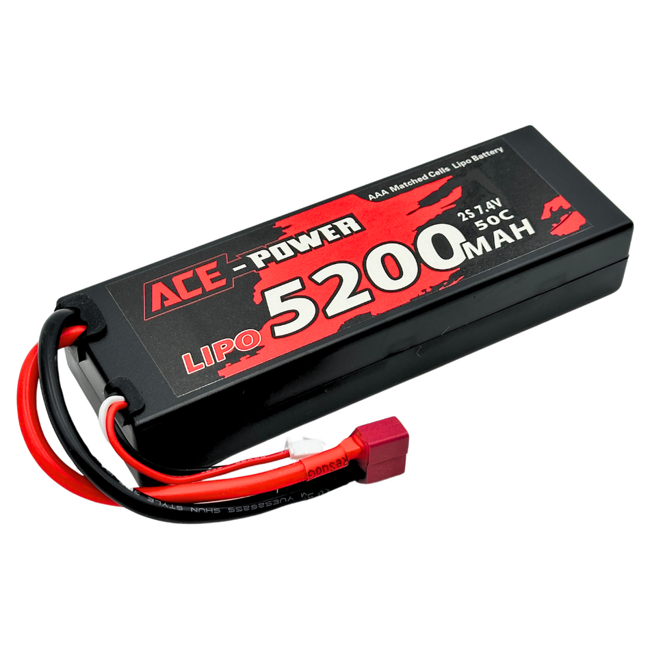 Ace Power 2S 5200mAh 50c 7.4v Hard Case LiPo Battery w/ Deans Connector