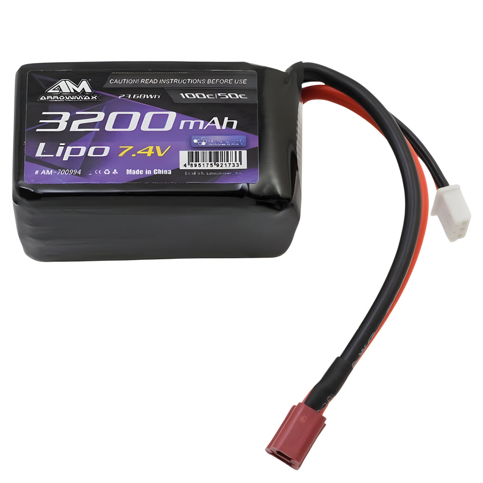 Arrowmax 3200mAh 7.4V Soft Pack Lipo Battery w/Deans For Dancing Rider 700994