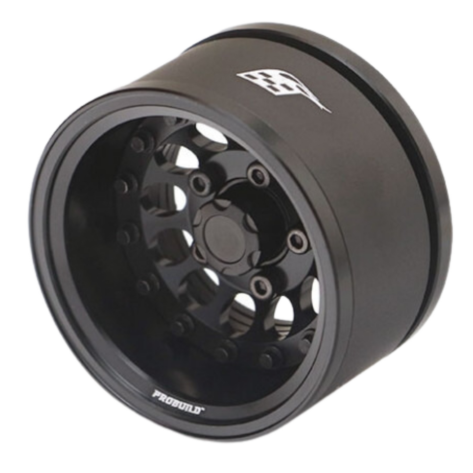 Boom Racing ProBuild 1.55" R12 Adjustable Offset Aluminum Beadlock Wheels (2) Black/Black
