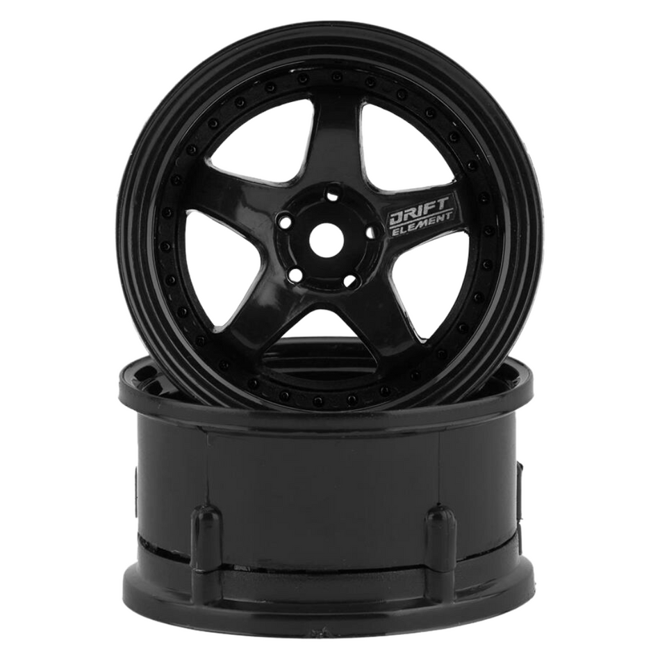 DS Racing Triple Black 1/10 Drift Element 5-Spoke Drift Wheels 2pcs DE-005
