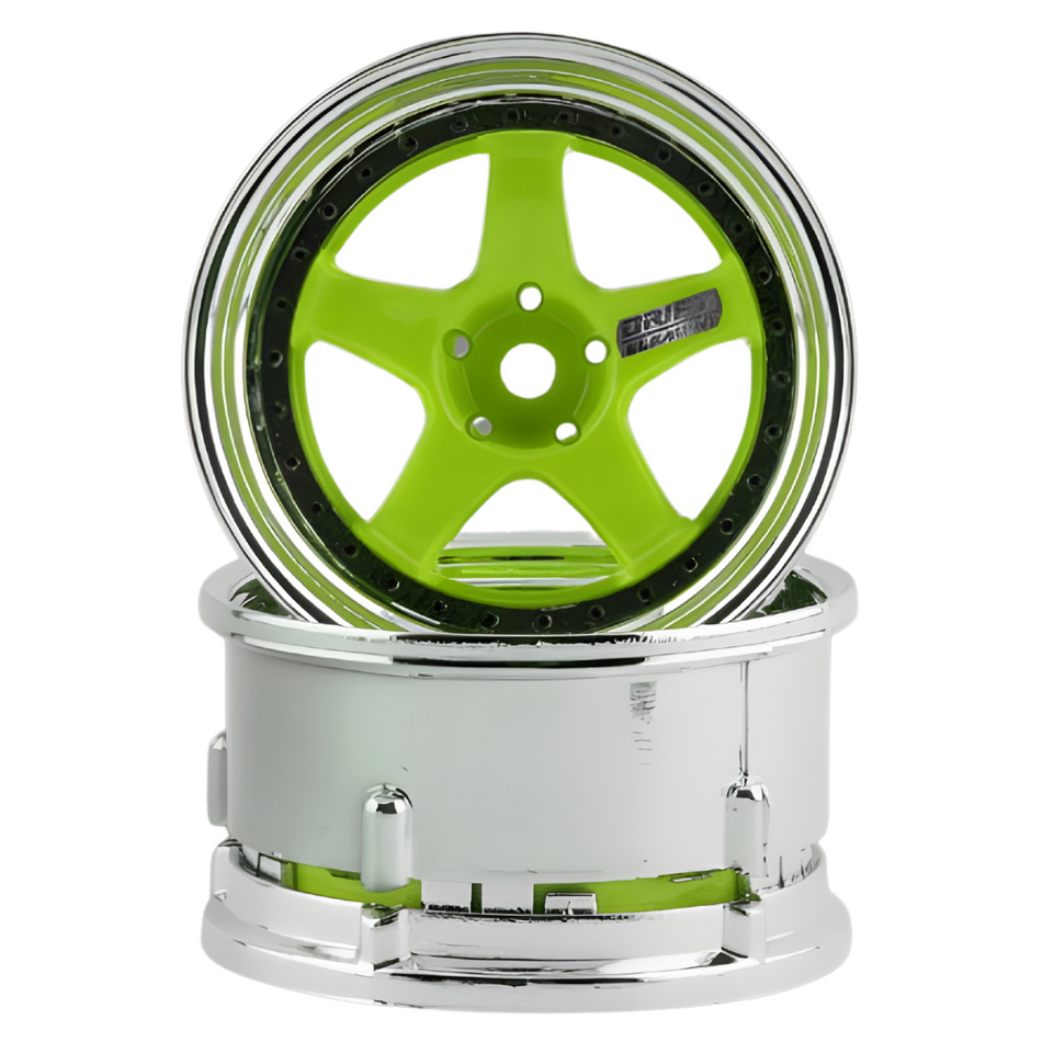DS Racing 1/10 Drift Element 5 Spoke Drift Wheels w/12mm Hex (Flu Lime) 2pcs DE-026