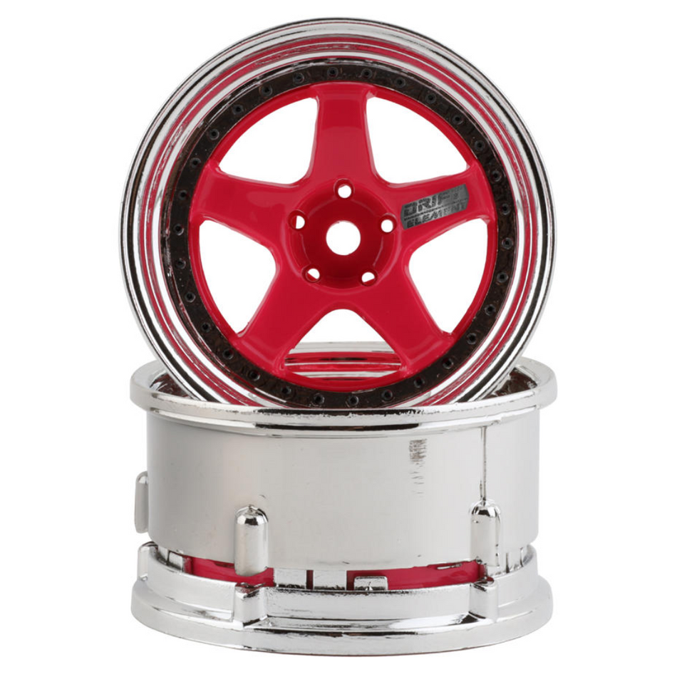 DS Racing 1/10 Drift Element 5-Spoke Drift Wheels w/12mm Hex (Pink/Chrome) 2pcs DE-024