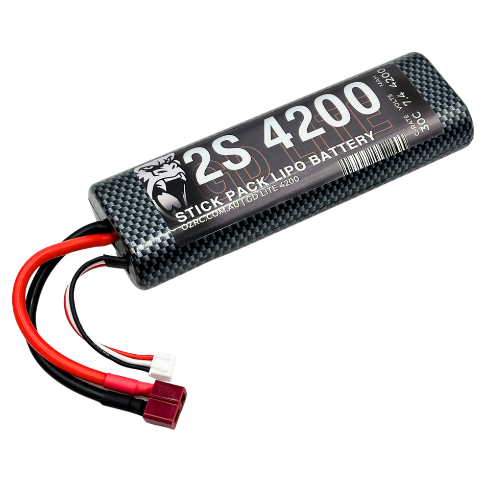 GD Lite 4200mAh 2S 7.4v 30C Stick Pack LiPo Battery w/ Deans T Connector