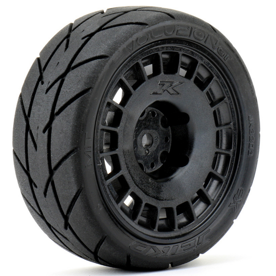 Jetko GT Evolution 1/10 Tyres & Black Radial Wheels 12mm Hex (Super Soft) 4pcs JKO3203RBSSG