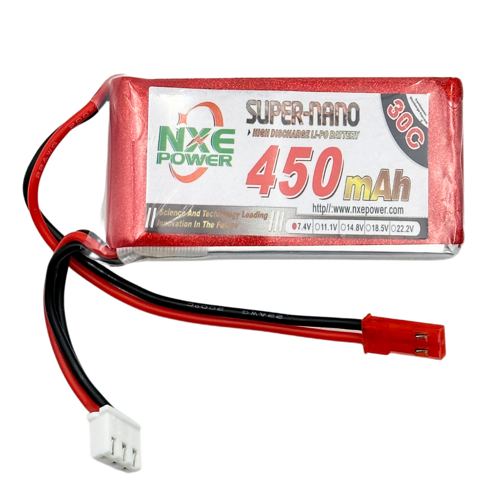 NXE Power 7.4V 450mah 30C lipo Battery w/ JST Connector