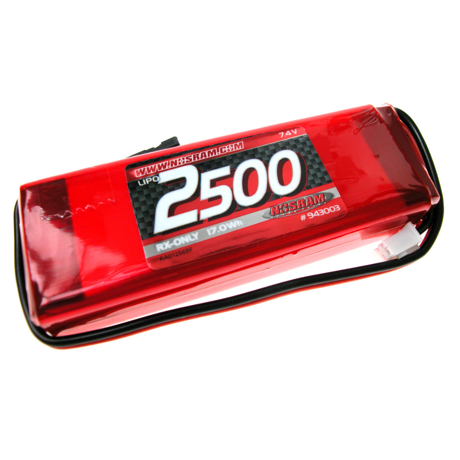 Nosram LiPo Battery 7.4V 2500mAh Rx Pack Straight 943003