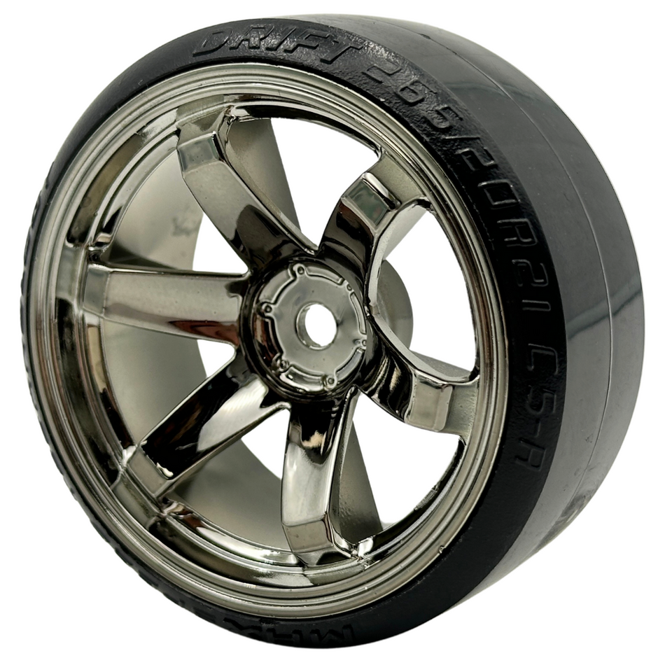 OZRC Black Chrome Drift Wheels w/ Tyres Complete set for On-road 1/10 4pcs