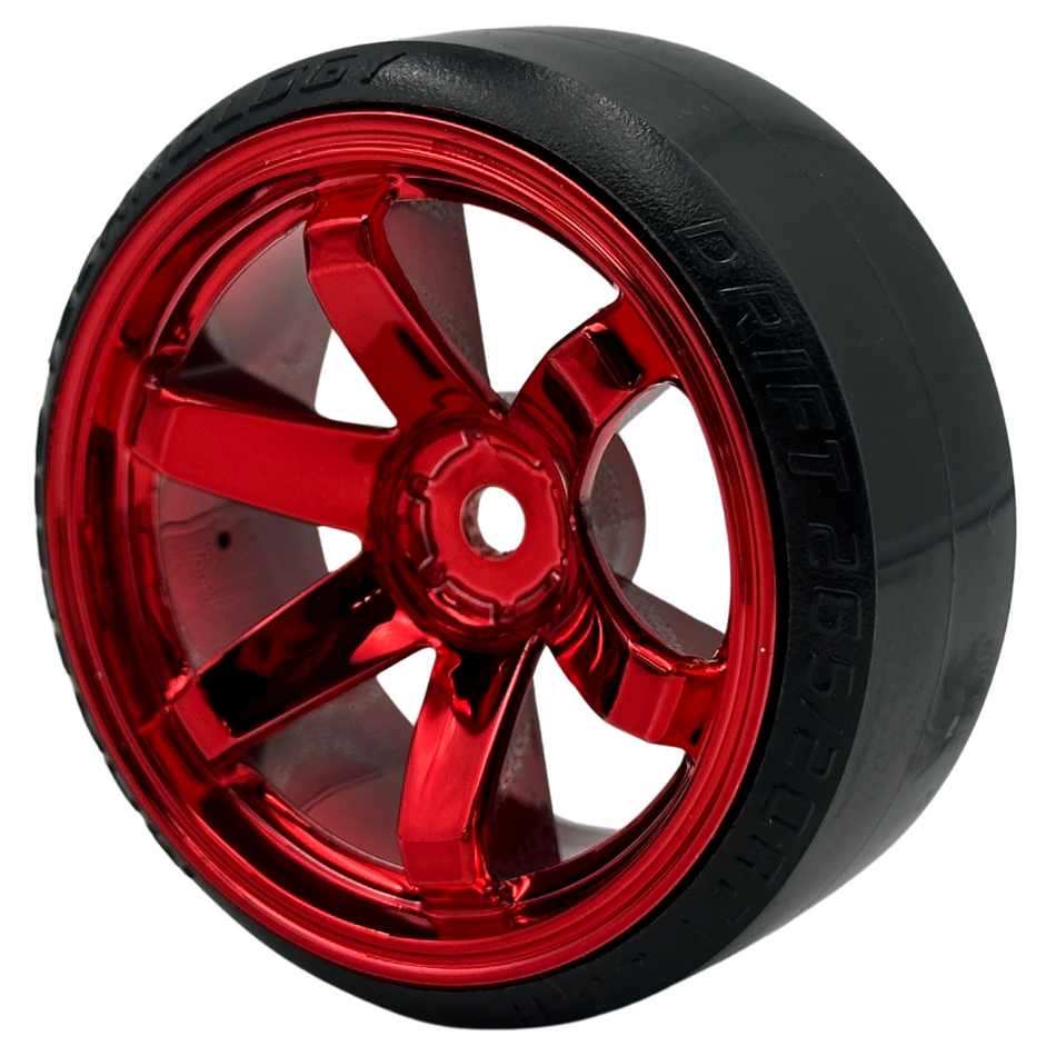 OZRC Red Chrome Drift Wheels w/ Tyres Complete set for On-road 1/10 4pcs