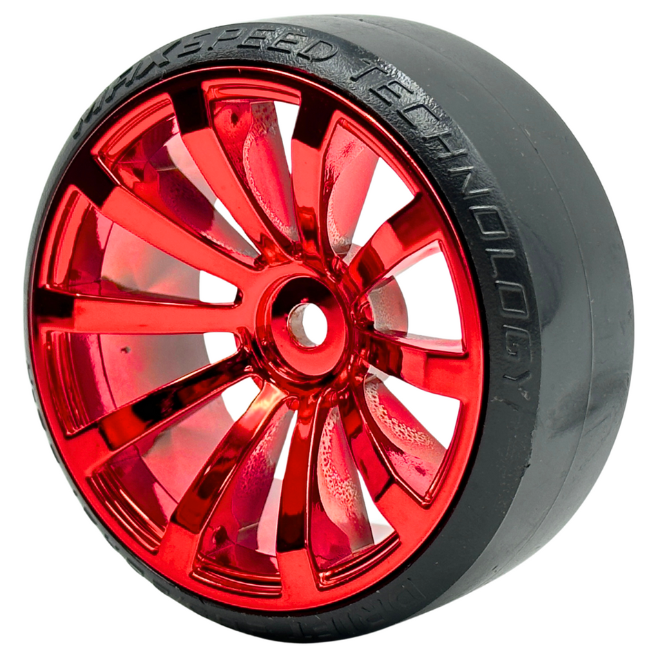 OZRC Red Chrome Drift Wheels w/ Tyres Complete set for On-road v2 1/10 4pcs
