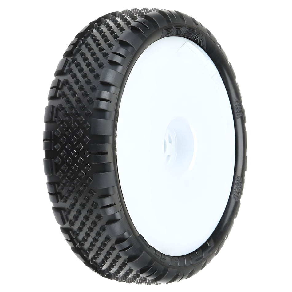 PROLINE PRISM 2.2" 2WD Z3 (MEDIUM) OFF-ROAD CARPET BUGGY TIRES MOUNTED ON VELOCITY FRONT WHITE WHEELS (2) - PR8278-13