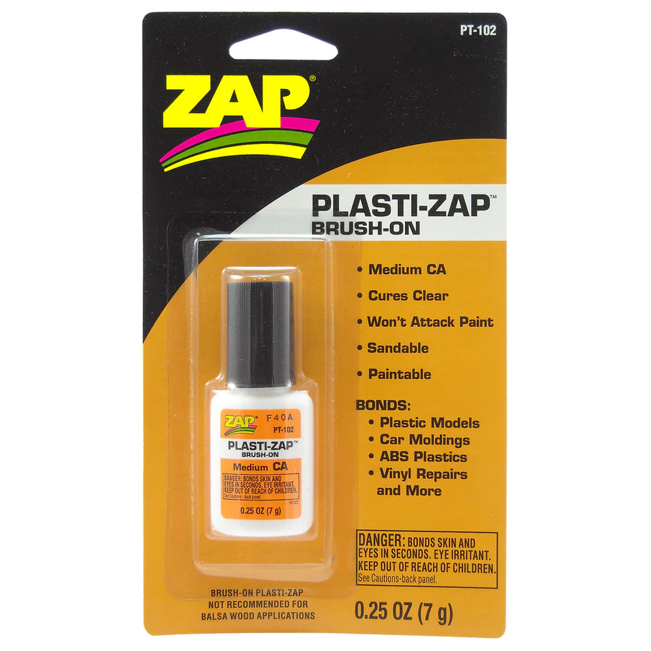 ZAP PT-102 1/4oz. 7g Brush-On Plasti-Zap Medium CA Glue Cyanoacrylate 505257