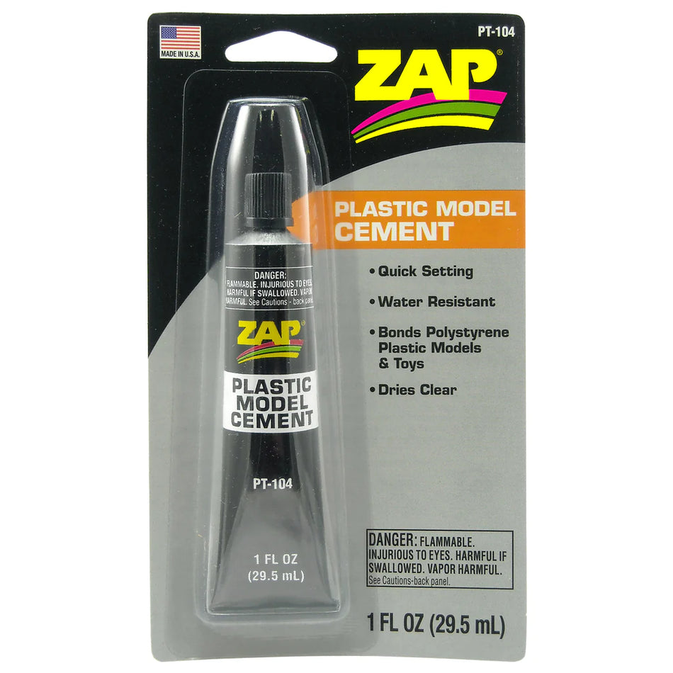 ZAP PT-104 1oz. 29.5ml Plastic Model Cement with Tip 505259A