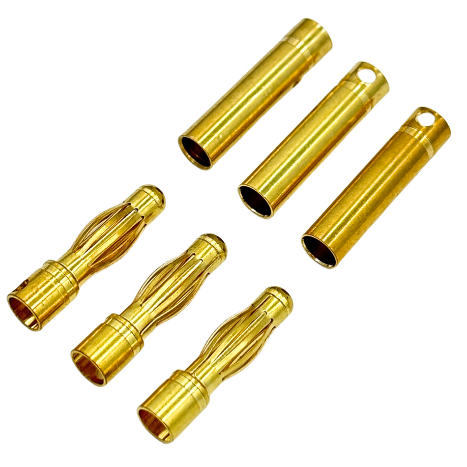 4mm Gold Bullets Banana Connectors 3 Pairs w/ Heat Shrink