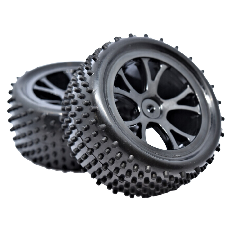 River Hobby VRX Rear 1/10 Buggy Wheel & Tyres 12mm Hex Spirit Black RH-10301B