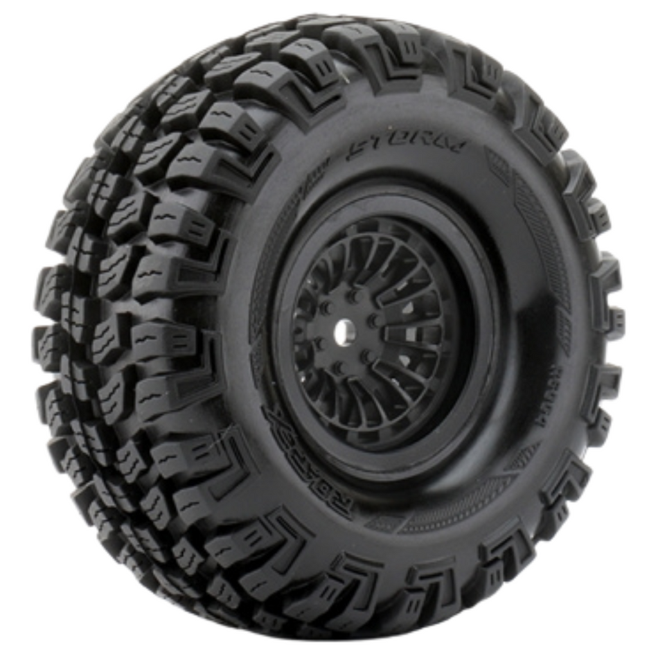 Roapex Storm 1.9 RC Crawler Wheels & Tyres Mounted 12mm Hex Black R6004-B