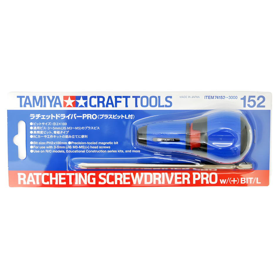 Tamiya Craft Tools (+) Phillips Ratcheting Screwdriver PRO L JIS 74152