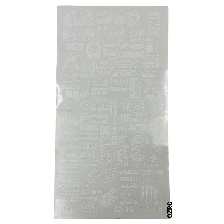 Tamiya Drifting Sponsor White Decal Sticker Sheet RC Car 1/10