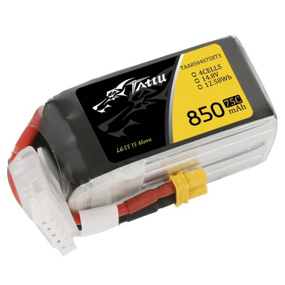 Tattu 14.8V 850mAh 75C 4S1P Li-Po Battery Pack with XT30 Connector TAA8504S75XT3