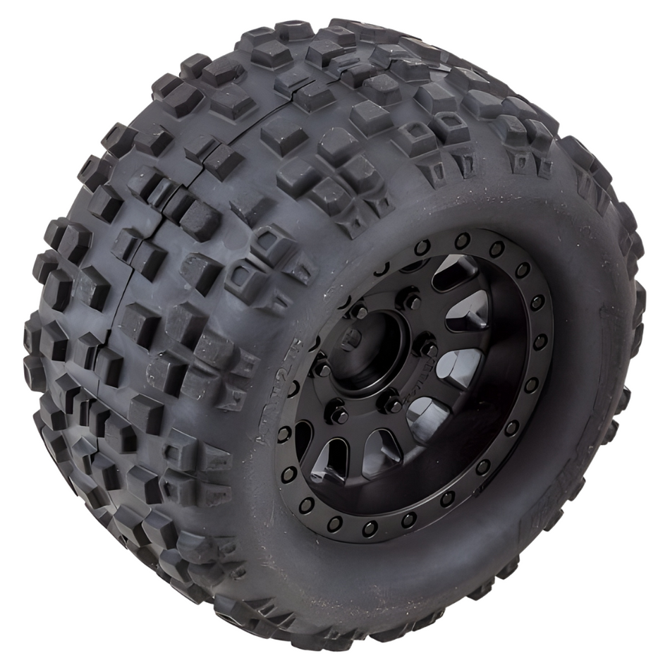 Team Associated Rival MT10 Wheels & Tyres Mounted 12mm Hex Black 25841