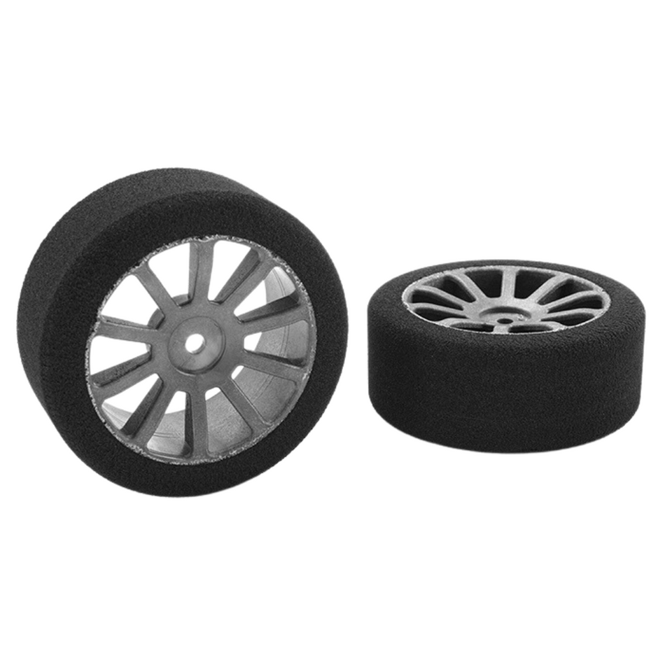 Team Corally 1.9" Attack Foam (37 Shore) 26mm Front Tyres on 10-Spoke Grey Rims - Glued Wheels 2pcs C-14700-37