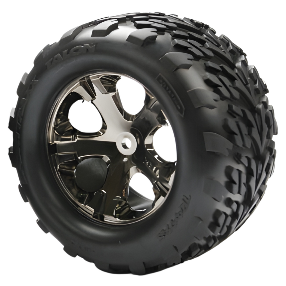 Traxxas 2.8" Talon Tyres on Black Chrome All-Star Rims Glued Wheels 2pcs 3668A