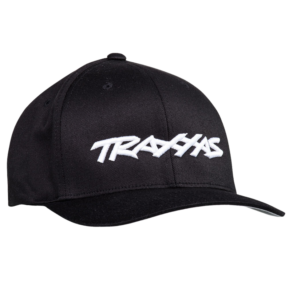 Traxxas Flexfit Hat with White Traxxas Logo Curved Bill Large/Extra Large Adult Black