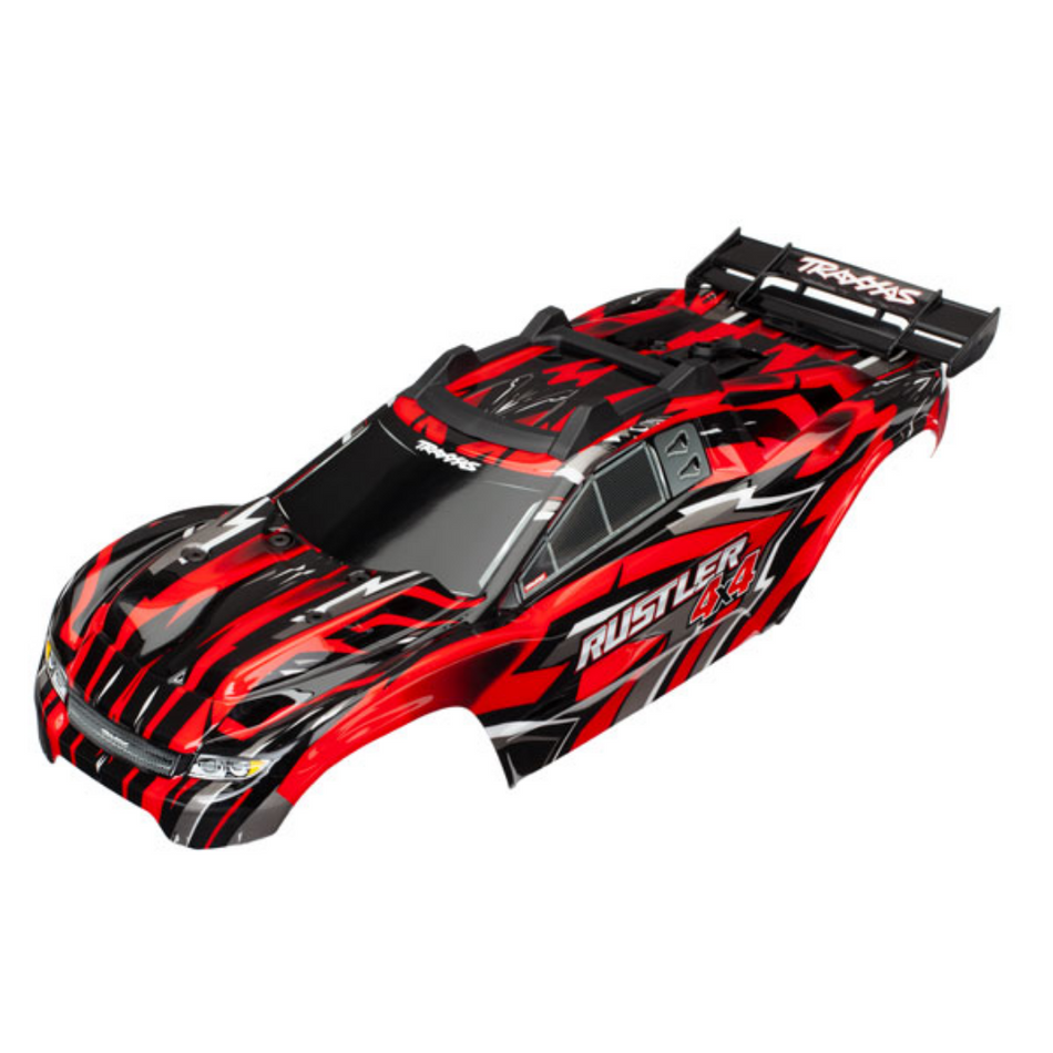 Traxxas Rustler 4X4 Red Body (painted, decals applied) w/ Mounts 6718
