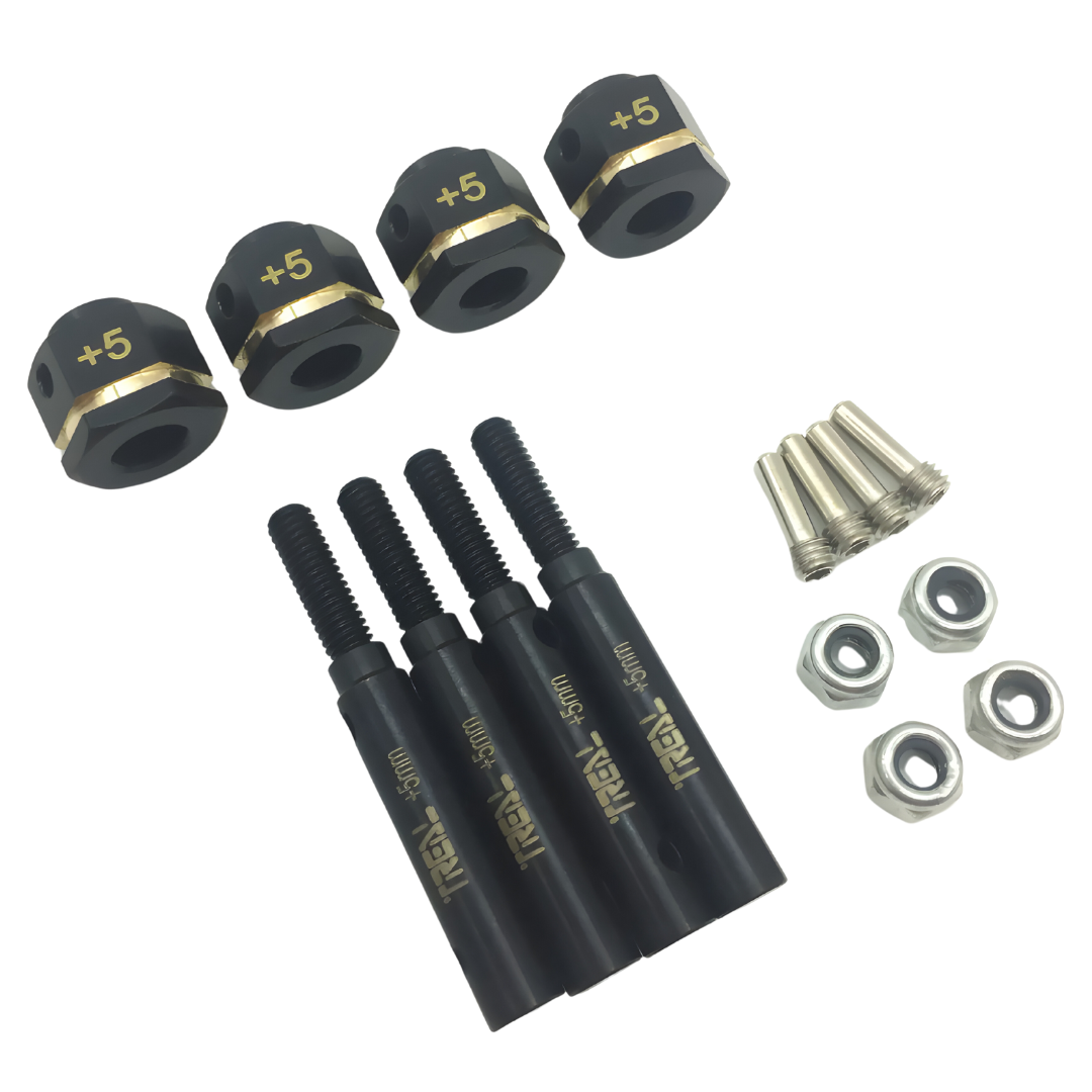 Treal Brass Wheel Hubs For TRX-4 - +3mm Widened Hex Pins (4pc Set) TRX4  Overdrive Portal Gears