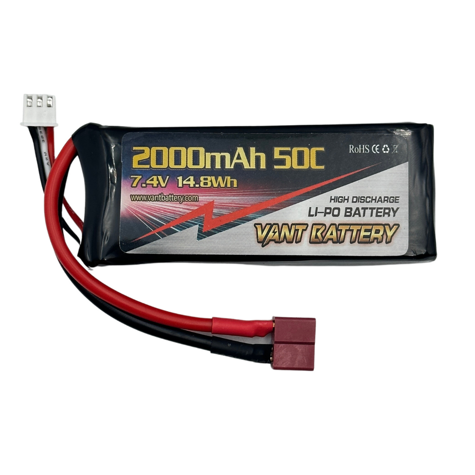 Vant 2000mAh 2S 7.4v 50C LiPo Battery w/ Deans Ultra T Connector