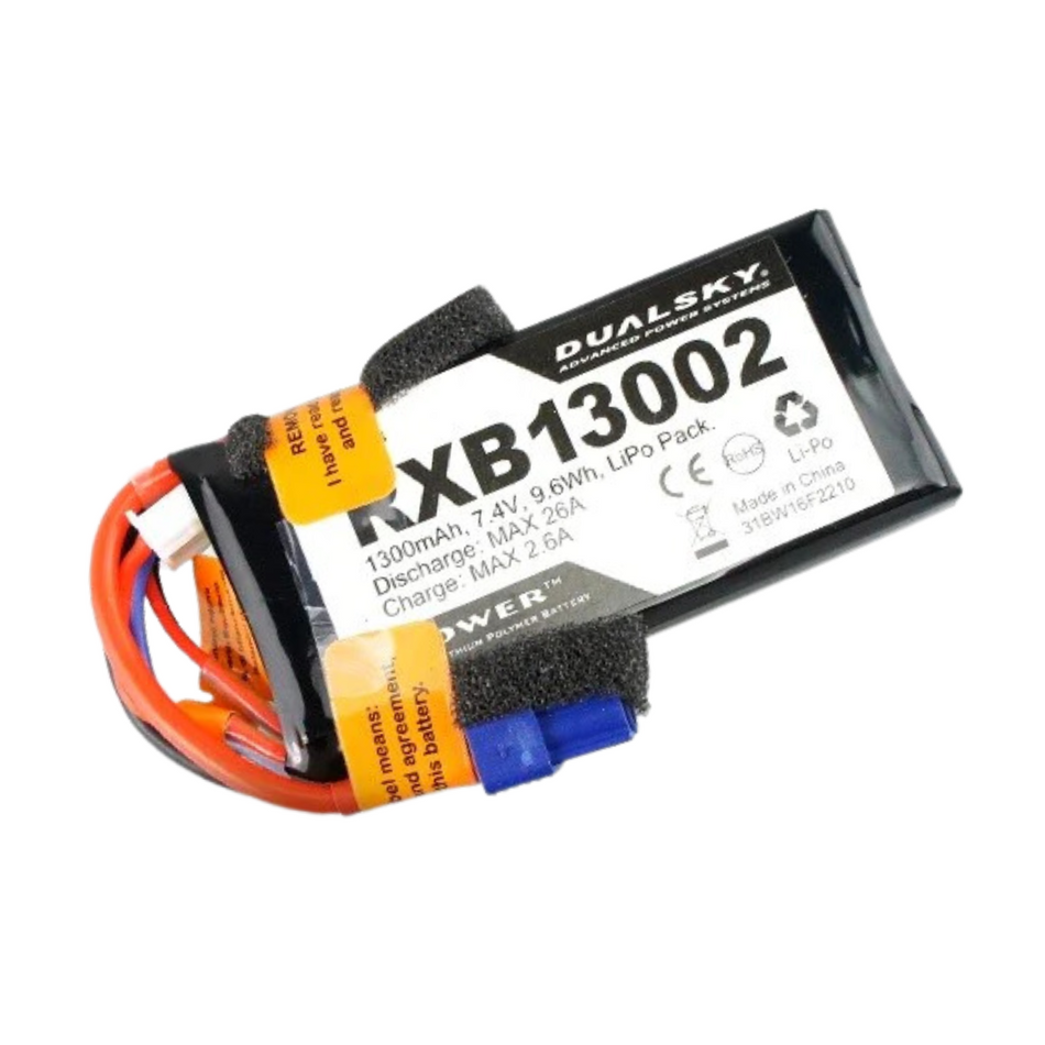 DualSky 1300mAh 2S 7.4v 25C LiPo Receiver Battery IVM w/JR Plug DSRXB13002