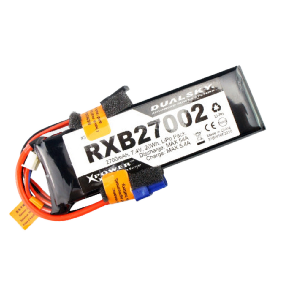 DualSky 2700mah 2S 25C LiPo Receiver Battery IVM JR and EC3 Plug DSRXB27002