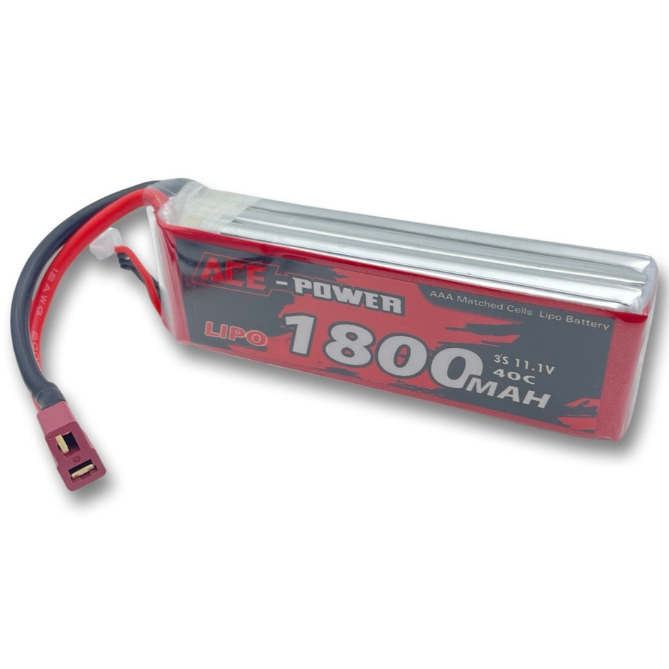 ACE-POWER 3S 11.1v 1800mAh 40C LiPo Battery Deans Ultra T Connector