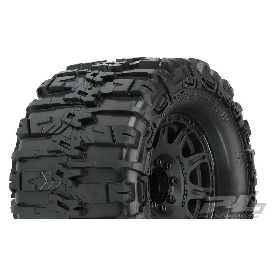 PROLINE TRENCHER HP 3.8" BELTED TIRES MOUNTED RAID BLACK REMOV HEX WHEELS (2) FOR 17MM MT FRONT OR REAR - PR10155-10