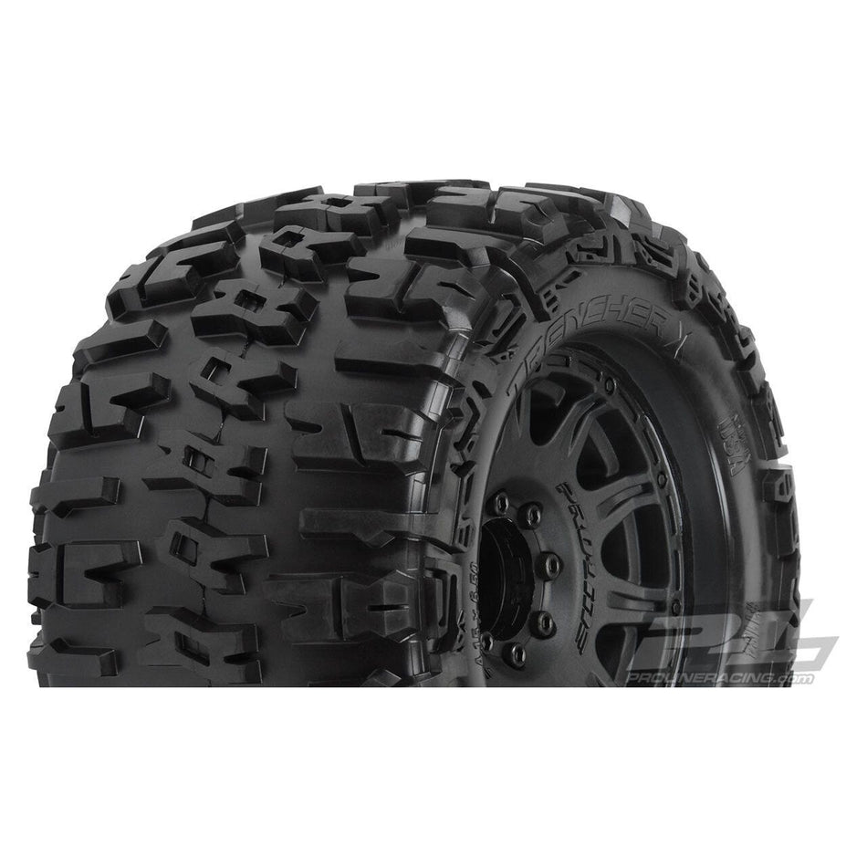 PROLINE TRENCHER X 3.8" ALL TERRAIN TIRES MOUNTED ON RAID BLACK 8X32 REMOVABLE HEX WHEELS (2) FOR 17MM MT FR OR RR - PR1184-10