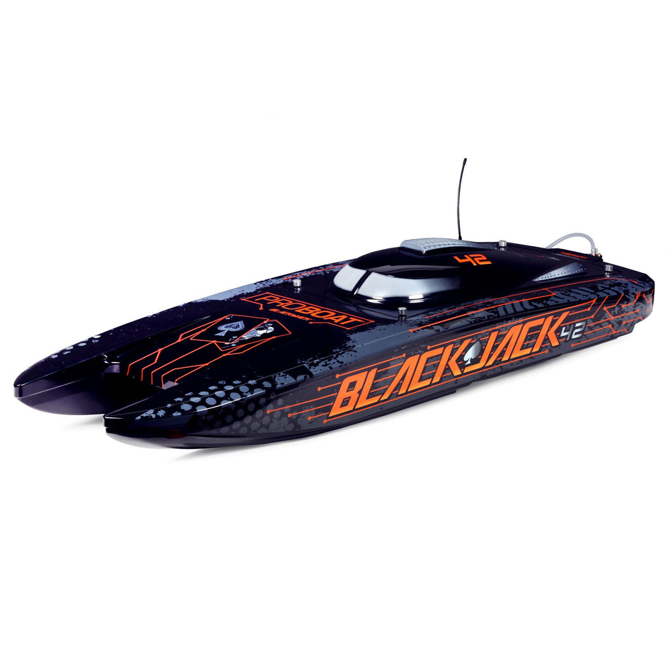 Pro Boat Blackjack 42 Brushless 8S Catamaran, RTR, Black / Orange PRB08043T2