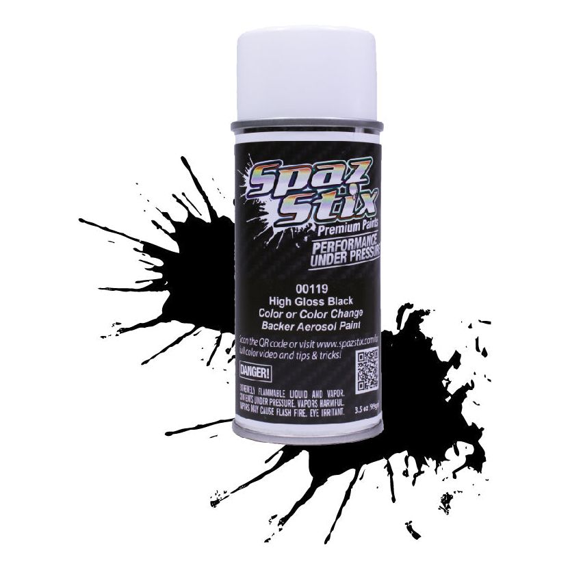 Spaz Stix High Gloss Black/Backer Paint, Aerosol 3.5oz 104ml Can SZX00119