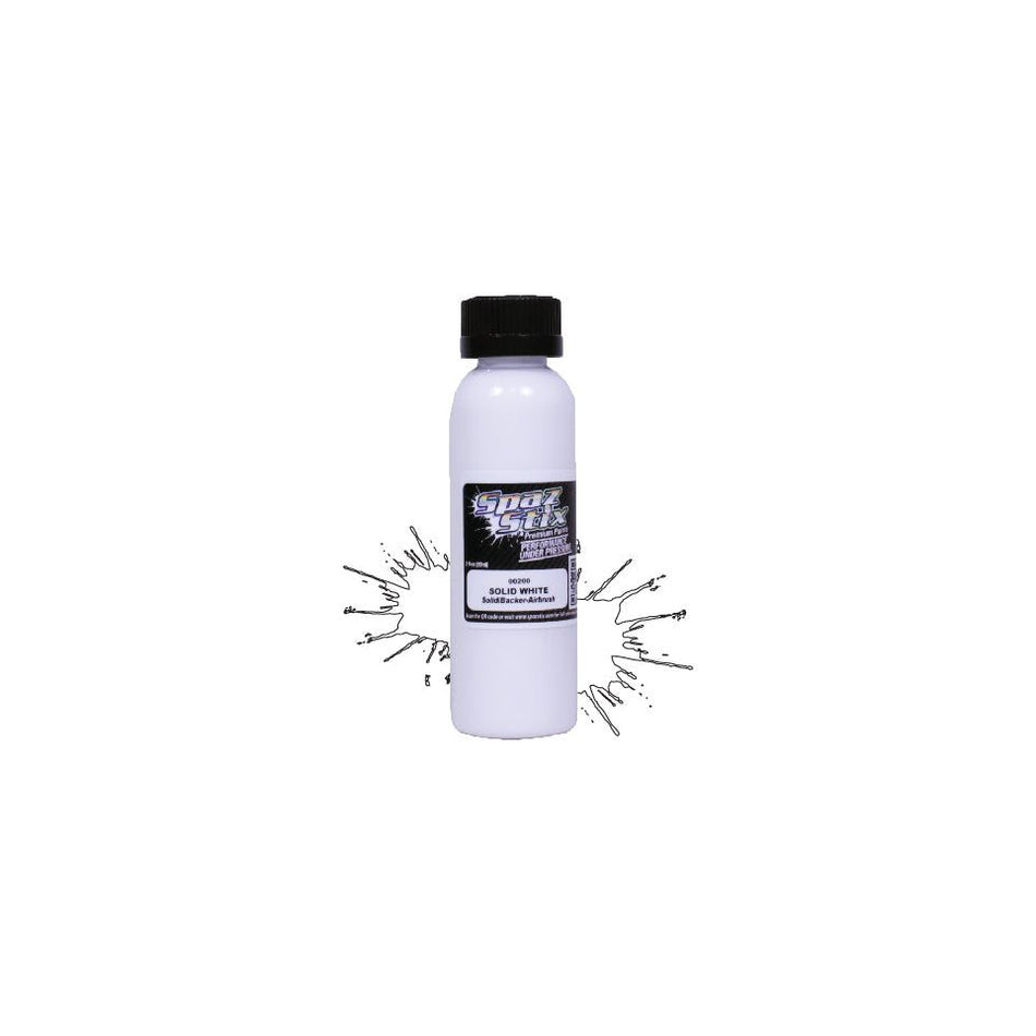 Spaz Stix Solid White/Backer, Airbrush Ready Paint, 2oz 59ml Bottle SZX00200
