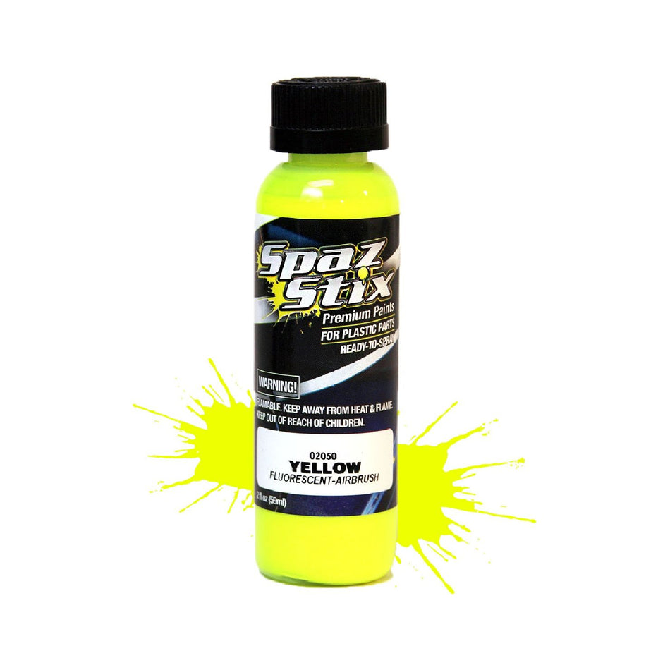 Spaz Stix Yellow Fluorescent Airbrush Ready Paint, 2oz 59ml Bottle SZX02050