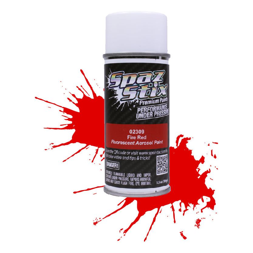 Spaz Stix Fire Red Fluorescent Paint, Aerosol 3.5oz 104ml Can SZX02309