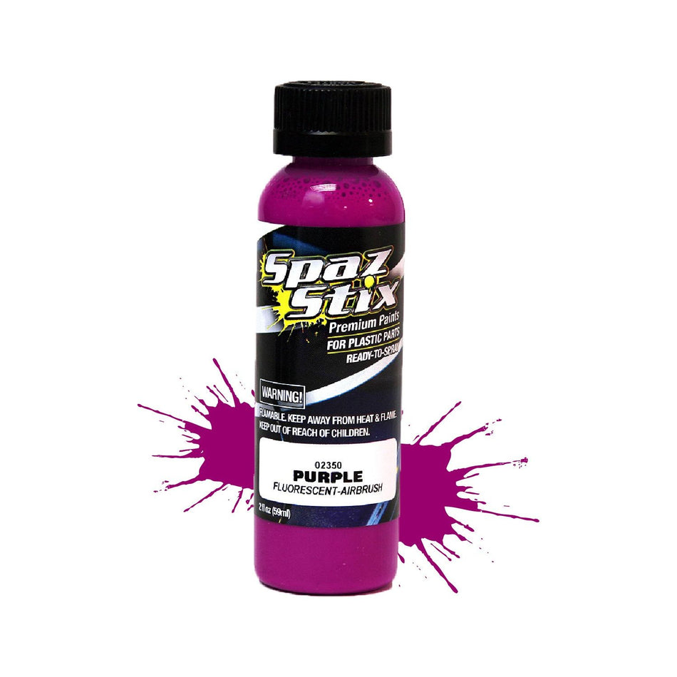 Spaz Stix Purple Fluorescent Airbrush Ready Paint, 2oz 59ml Bottle SZX02350