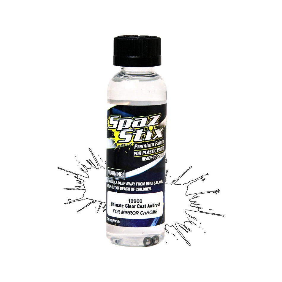 Spaz Stix Ultimate Clear Coat for Mirror Chrome, Airbrush Ready Paint, 2oz 59ml Bottle SZX10900