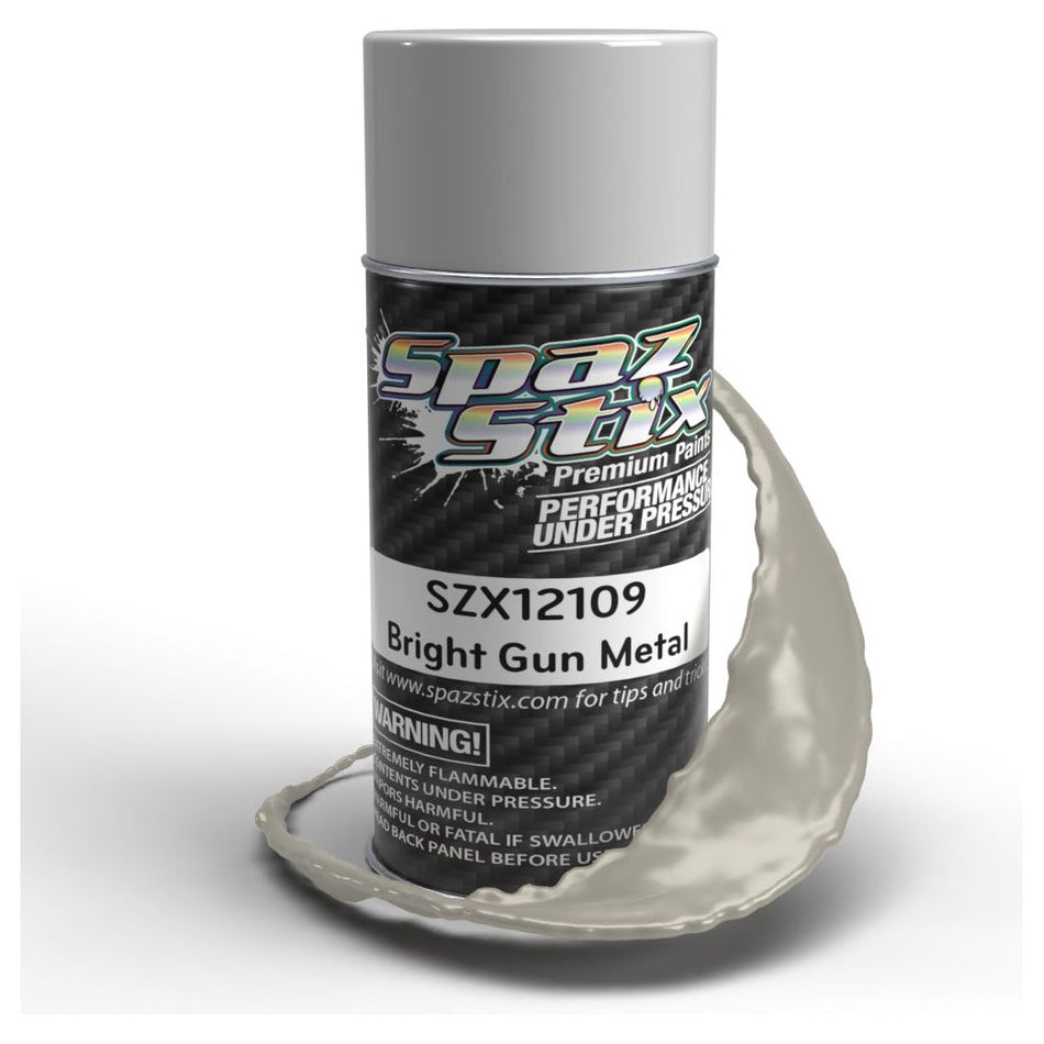 Spaz Stix Bright Gun Metal Paint, Aerosol 3.5oz 104ml Can SZX12109